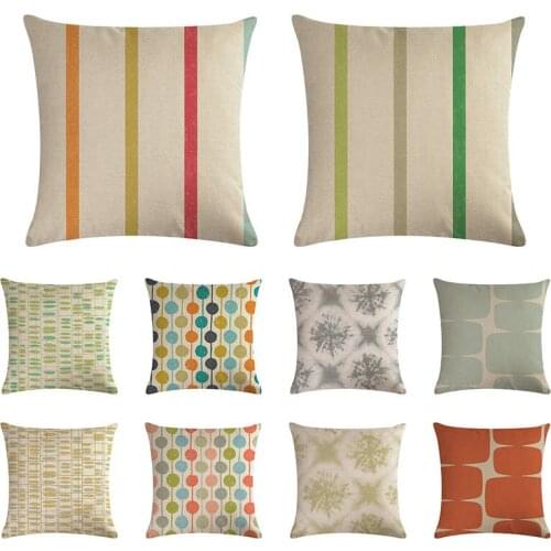 New color stripe cushion cover irregular splicing pillow cover linen chair bed pillow cover household decoration 45x45cm