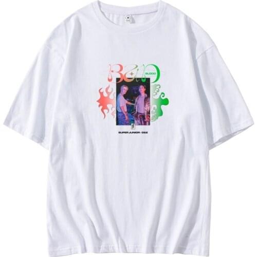 New Fashion K Pop Kpop Tshirt Super Junior Album Bad Blood Photo Printing T Shirt Unisex Fashion Dropped Shoulder Sleeve T-shirt