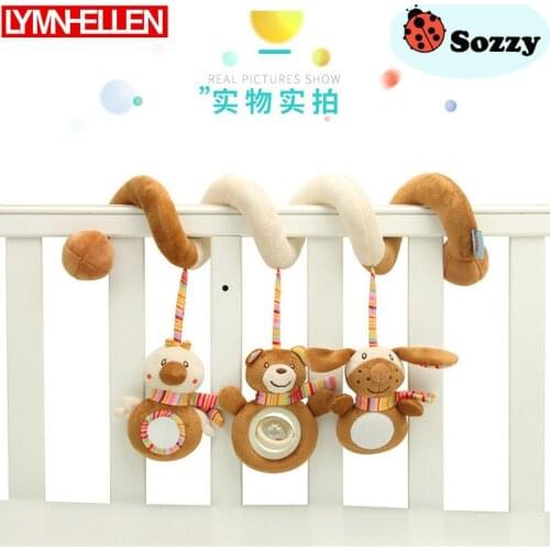 Sozzy New Little bear rabbit Lathe Hanging Rattles Mobile Infant Toys Baby Crib Revolves Around The Bed Stroller Playing Toy