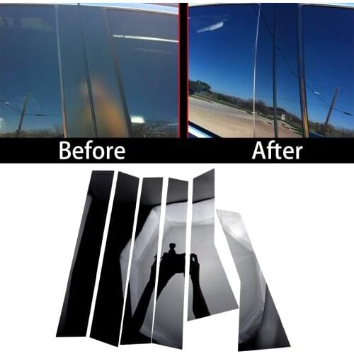6Pcs/Set Car Exterior Black Window B C Pillar Post Door Piano Cover Trim Decor Fit for Honda CRV 2012 2013 2014 2015 2016