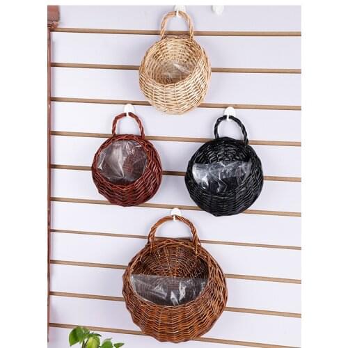 Hand Made Wicker Outdoor Flower Rack Wall Hanging Basket Garden Rack Wicker Flower Basket Hanging Nest Home Decoration