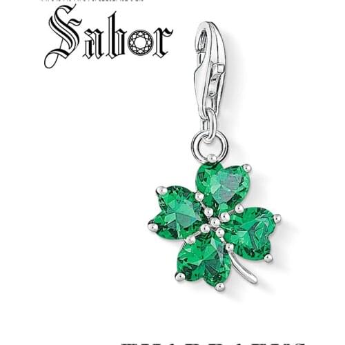 Green Cloverleaf Charms pendant Fit Bracelet, European Handmade Lucky Jewelry for Ladies Men NEW vintage Jewellery thomas