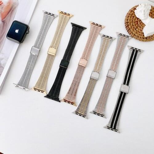 Milanese strap Compatible with Apple watch 6 5 4 SE 44mm 40mm Me/women bracelet replacement belt for iwatch 3 2 1 42mm 38mm band