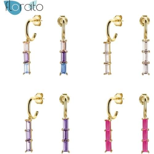 925 Sterling Silver Rainbow Crystal Zircon Stud Earrings For Women mini Piercing Earring Fashion Earings Jewelry pendientes A40