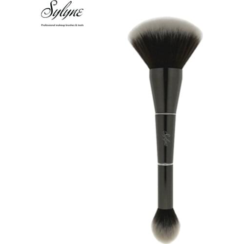 Sylyne 2 in 1 bronze & glow contour brush double-ended mega powder and highlighter blusher kabuki face makeup brushes