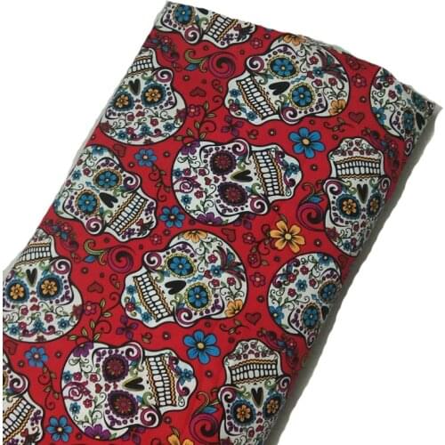 Vintage Halloween Punk Cool Flower Skull Heads Series Printed Cotton Fabric 50x105cm Skull Fabric Patchwork Cloth Dress Party