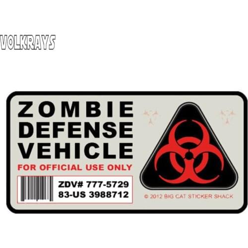 Volkrays Personality Car Sticker Amusing Zombie Defense Vehicle Accessories Sunscreen Decal for Motorcycle Jdm Vw Polo,6cm*12cm