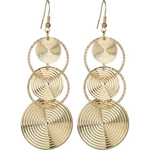 Japanese and Korean new temperament female circle long fashion earrings exaggerated ear ring ear hook ear stud friend gift