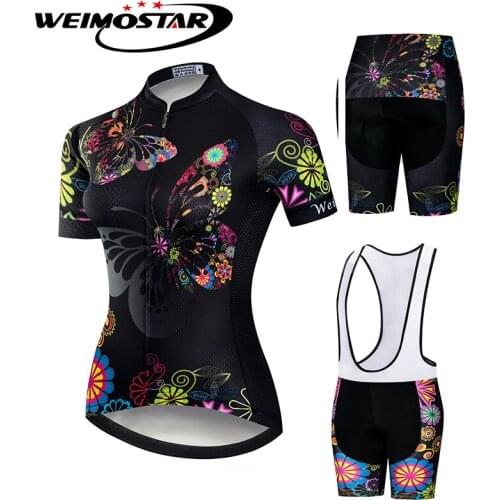 Black Flowers WEIMOSTAR Cycling Jersey 2018 Pro Team Ropa ciclismo Cycling Clothing Women downhill jersey Cycling Set