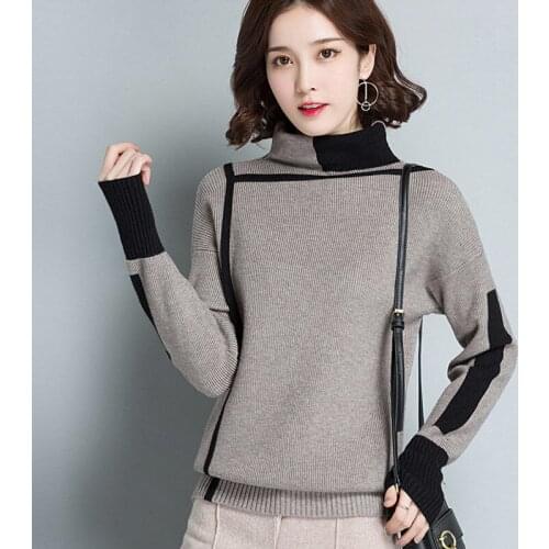 Women Turtleneck Sweater Long Sleeve Jumpers Knitwear Casual Autumn winter Pullovers Femme Elastic high quality Knitted sweaters
