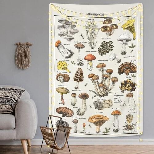Mushroom Tapestry Vintage Beige Tapestry Tapestry Aesthetic Tapestry Colorful Vertical Tapestry Wall Decor Hanging Home Decor