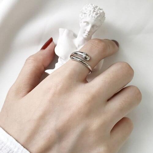 SHENSS 925 Rings Fashion simple personality geometric round ring S925 sterling silver ring for Women Silver 925 Jewelry