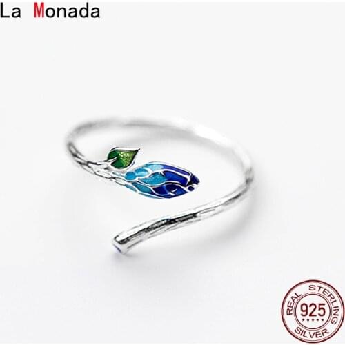 La Monada 53-58mm Women Ring 925 Sterling Silver Leaf Enthic Rings For Women 925 Silver Fine In Jewerly Rings Woman Resizable