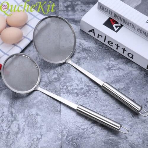 10/12cm Multi-functional Filter Spoon 304 Stainless Steel Oil Spill Spoon Filter Colander Kitchen Oil-Frying Flour Mesh Sieve
