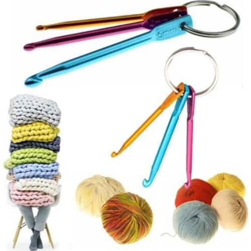 3 sizes in 1 Set Keychain Hooks, DIY Multicolour Crafts Knitting Needles Mini Aluminum Crochet Hook