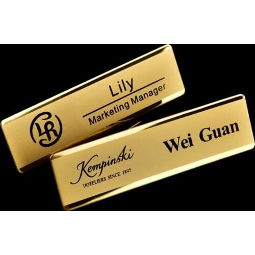 1pc personalized magnet name tag 7x2cm gold badge employee name badge holder