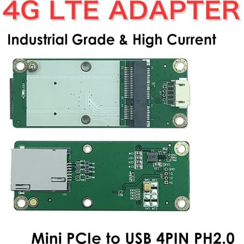 4G LTE Industrial Mini PCIe to USB Adapter W/SIM Card Slot USB 2.0 4PIN PH2.0 Connector For WWAN/LTE 3G/4G Wireless Module
