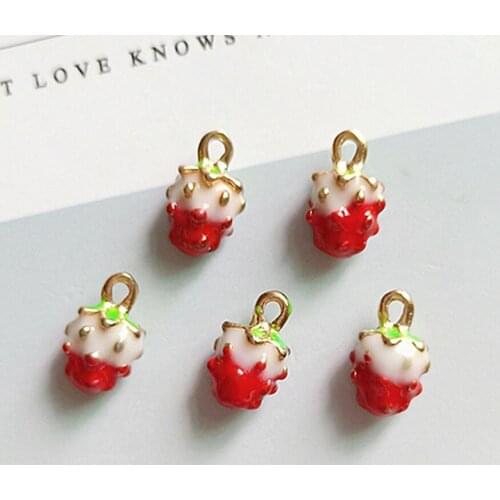 50pcs 8*13mm 3D Strawberry Alloy Bead For Kids Hair Jewelry Ornament Scrapbooking Bride Headwear Craft Diy Accessory