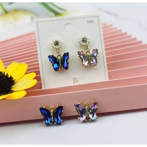 6pcs Colorful 3D Butterfly Enamel Charms Insect Gold Color Alloy Charms Pendants Fit Jewelry Earrings Bracelet DIY Accessories