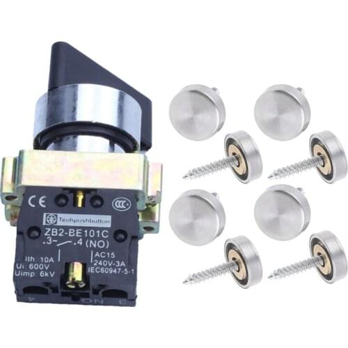 8Pcs 16 Mm Stainless Steel Mirror Nails Screw Cap & 1Pcs Ac 240V 3a No Spst Black Cap 2 Position Selector Latching Rotary Switch