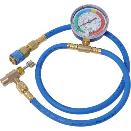Car AC Air Conditioning R134A Refrigerant Recharge Measuring Hose With Pressure Gauge Measuring Recharge Hose w/ Pressure Gauge