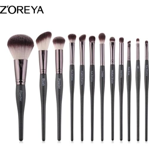 ZOREYA Black Makeup Brushes Set Eyebrow Eyelash Powder Synthetic Foundation Brushes Make Up Brushes Cosmetics Beauty maquillaje