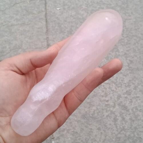 DHXYZB 17cm large natural pink crystal rose quartz wave massage wand goddess yoni pleasure reiki healing wand for her gift