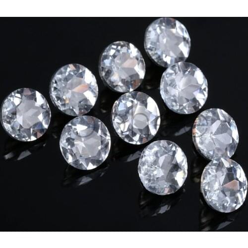 Dophee 10pcs 18mm Crystal Diamond Rhinestone Round Buttons Sewing Sofa DIY Buttons Accessories