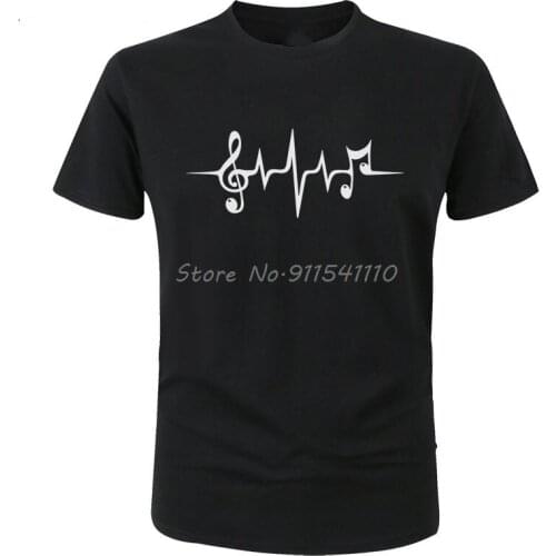 Music Pulse Heartbeat Notes Clef Frequency Wave Sound Festival T Shirt Men Summer Fashion Tops Cool Tee Cotton T-shirt