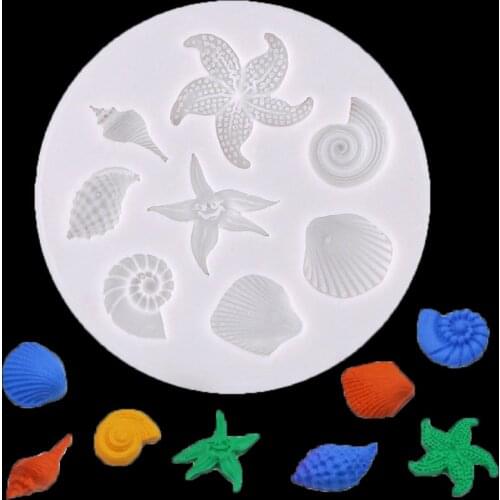 Cake Decorating Tools DIY Sea Creatures Conch Starfish Shell Fondant Cake Candy Silicone Molds Creative DIY Chocolate Mold