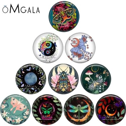 Art Bee Butterfly Beetle Insects With Sun and Moon Patterns 8mm-30mm Round photo glass cabochon demo flat back Making findings