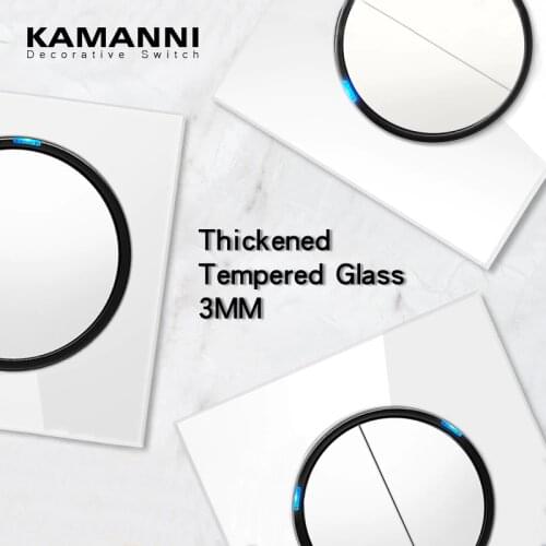 KAMANNI Reset Switch Push Button Light Switches Wall Switch 1/2/3/4 Gang 1/2 Way Crystal Glass Panel Gold Switches EU Standard