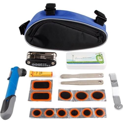 Bicycle Repair Kit, Bike Inner Tire Patch Repair Kit with Portable Storage Bag, Mini Bicycle Pump for Mountain Road Bikes