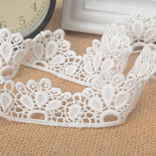 10Yds/lot 4cm width Embroidered Cotton Lace Trim Fabric Flowers Applique Decor Sewing Craft