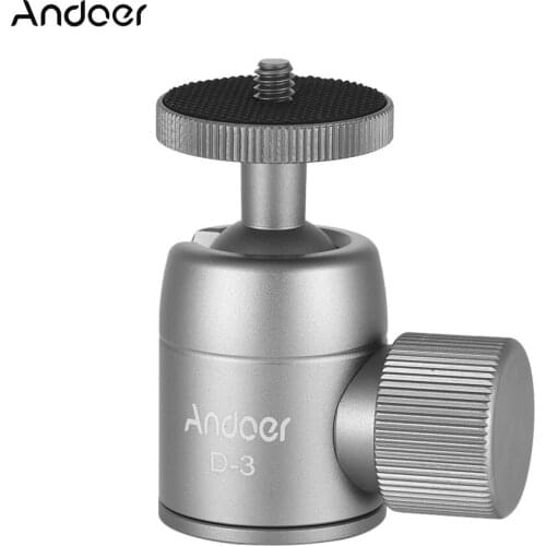 Andoer Mini Tripod Ball Head Aluminium Alloy Tripod Mount Ballhead with 1/4inch Srew Hole 360° Rotating Panorama