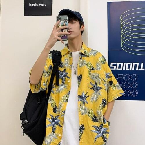 2021 Flowers Leaves Print Tropical Hawaiian Shirts Mens Summer Casual Beach Aloha Holiday Floral Shirts Button Down Tops