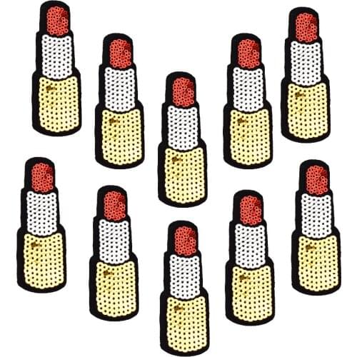 Diy patches on clothing iron embroidered sequined Lipsticks patch applique iron on patches sewing accessories badge on clothes