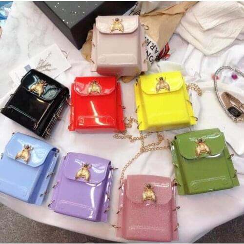 2021 spring/summer new women metal chain fashion all-match mini bee bag shoulder messenger bag all-match jelly bag