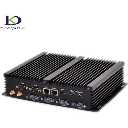 New Fanless Design Mini Industrial Computer Barebone PC Core i5 4200U Max.16G RAM Desktop PC Dual NIC HTPC 6 Com RS232 Windows10