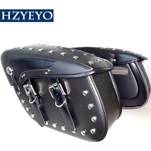 HZYEYO Motorcycle saddlebag motorcycle side bag prince saddlebag black and brown color side bags nailing D801