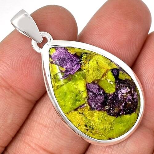 Genuine STICHTITE Pendant 925 Sterling Silver, Total Length : 42.3 mm, AP7105