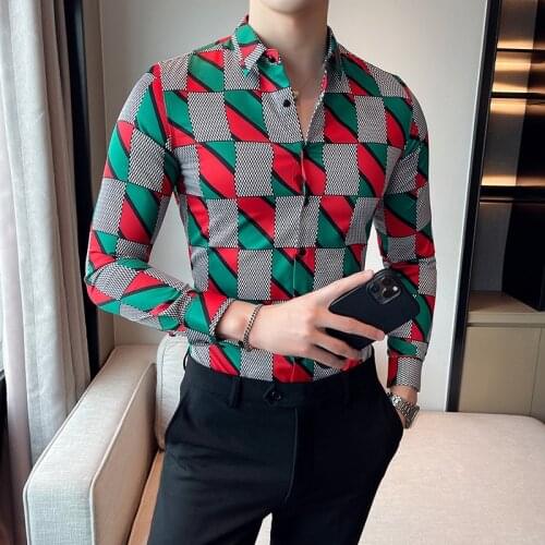Autumn Slim Fit Plaid Shirt Long Sleeve High Quality Formal Casual Shirts 4XL British Style Check Shirt Men Korean Men Clothes