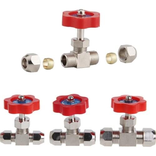 Durable Tube Nickel-Plated Brass Plug Needle Valve OD 6mm/8mm/10mm 37MB