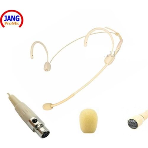 Professional Beige Hide Headset Condenser Show Microphone Stage Microfone for AKG Samson etc Wireless Transmitter Mini XLR 3Pin