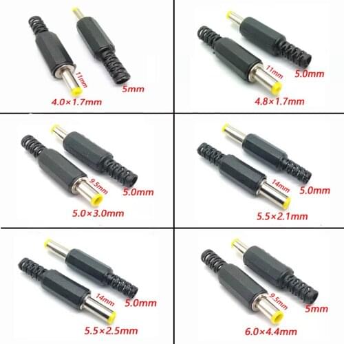 COMPSON 5Pcs 5.5x2.5 5.5x2.1 4.8x1.7 4.0x1.7 5.0x3.0 6.0x4.4mm Male DC Power Plug Connector 180 degree Plugs