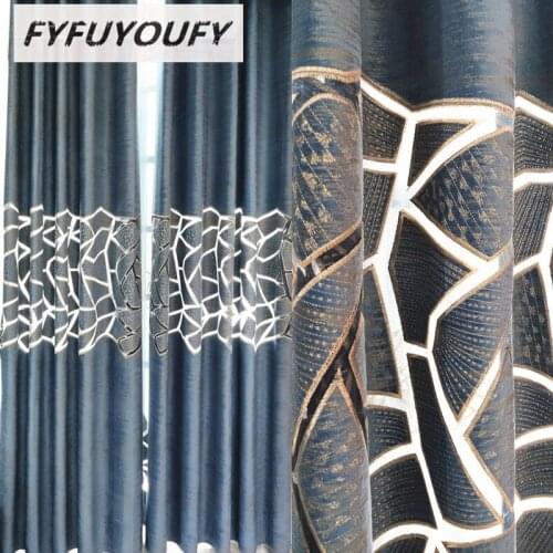 Drapes In Living Room Luxury Blue Curtains with Embroidery for Bedroom Livingroom French Window Treatment Sheer Tulle Curtains