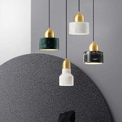 Nordic Marble Led Pendant Lights Modern Simple Art Bedroom Bedside Single Head Hanging Lamp Creative Dining room Decor Luminaire