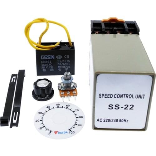 SS-22 AC 220V/240V 50Hz 0-100 RPM Motor Speed Control Switch + 20K Ohm Potentiometer