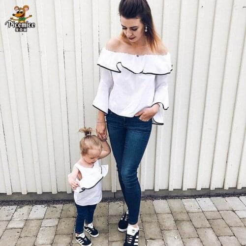 Mother Daughter Tops Family Clothing Fashion Mom And Kids Couple Look Print Family Matching Outfits Children Baby Girls Clothes