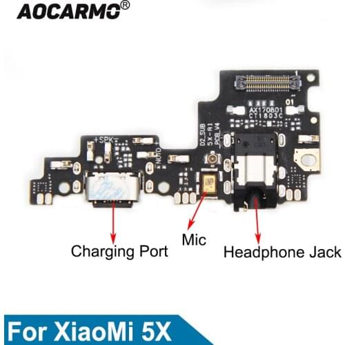 Aocarmo For XiaoMi 5X mi5X USB Charging Port Charger Dock Connector Mic Microphone Headset Audio Jack Flex Cable Circuit Board